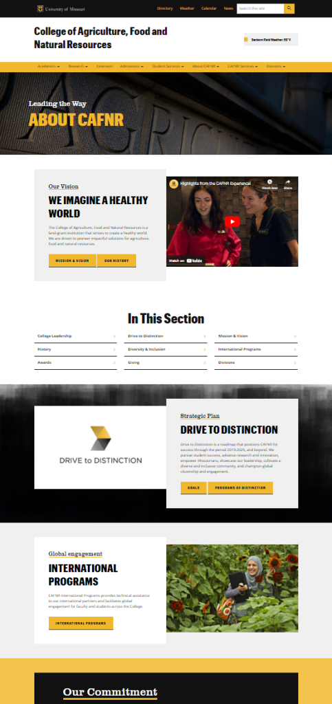 Landing Page on CAFNR website